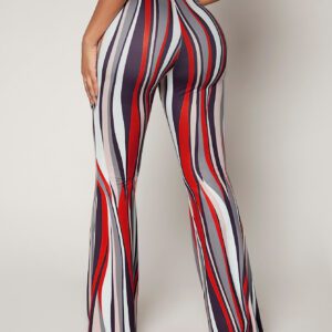 SHEIN SXY Pantalon à rayures taille haute évasé