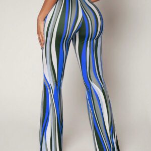 SHEIN SXY Pantalon à rayures taille haute évasé