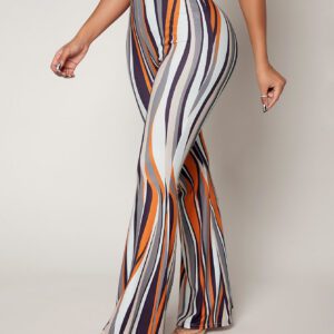 SHEIN SXY Pantalon à rayures taille haute évasé