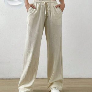 SHEIN EZwear Pantalon Long Taille À Cordon De Serrage Uni