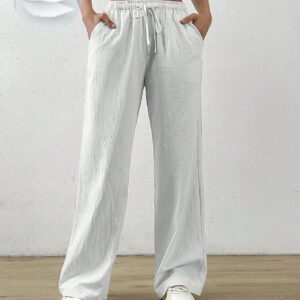 SHEIN EZwear Pantalon Long Taille À Cordon De Serrage Uni