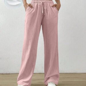SHEIN EZwear Pantalon Long Taille À Cordon De Serrage Uni