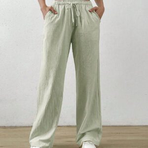 SHEIN EZwear Pantalon Long Taille À Cordon De Serrage Uni