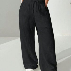 SHEIN EZwear Pantalon Long Taille À Cordon De Serrage Uni