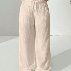 SHEIN EZwear Pantalon Long Taille À Cordon De Serrage Uni