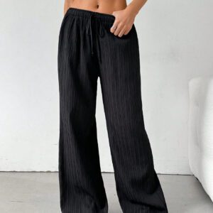 SHEIN EZwear Pantalon Long Taille À Cordon De Serrage Uni