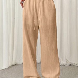 SHEIN EZwear Pantalon Long Taille À Cordon De Serrage Uni