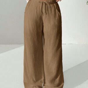 SHEIN EZwear Pantalon Long Taille À Cordon De Serrage Uni