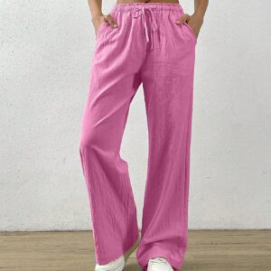 SHEIN EZwear Pantalon Long Taille À Cordon De Serrage Uni