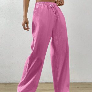 SHEIN EZwear Pantalon Long Taille À Cordon De Serrage Uni