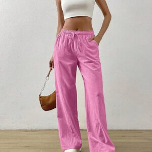 SHEIN EZwear Pantalon Long Taille À Cordon De Serrage Uni