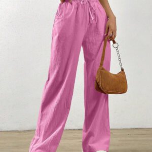 SHEIN EZwear Pantalon Long Taille À Cordon De Serrage Uni