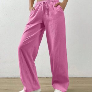 SHEIN EZwear Pantalon Long Taille À Cordon De Serrage Uni