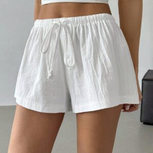 SHEIN EZwear Short casual ample à cordon de serrage de couleur unie pour femmes
