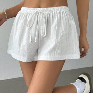 SHEIN EZwear Short casual ample à cordon de serrage de couleur unie pour femmes