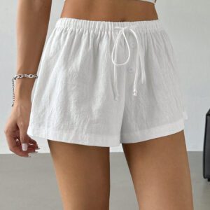 SHEIN EZwear Short casual ample à cordon de serrage de couleur unie pour femmes