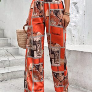 SHEIN Holidaya Pantalon ample à imprimé foulard