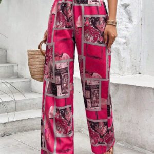 SHEIN Holidaya Pantalon ample à imprimé foulard