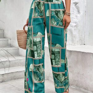 SHEIN Holidaya Pantalon ample à imprimé foulard