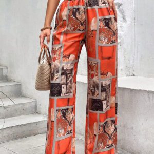 SHEIN Holidaya Pantalon ample à imprimé foulard