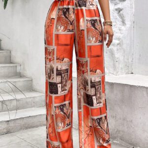 SHEIN Holidaya Pantalon ample à imprimé foulard