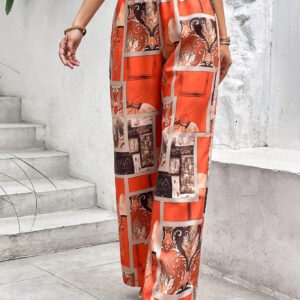SHEIN Holidaya Pantalon ample à imprimé foulard