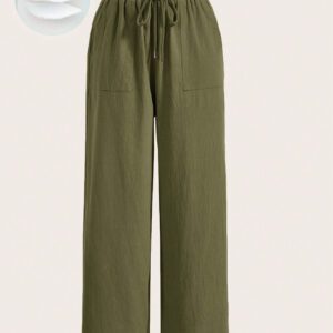 SHEIN EZwear Pantalon Ample Unicolore À Cordon
