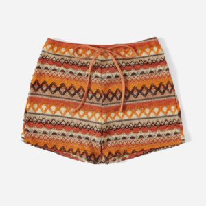 SHEIN WYWH Shorts De Vacances Femme Wywh Avec Impression Géométrique À La Taille Nouée En Kaki