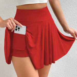 SHEIN Relaxiva Jupe-culotte à taille haute avec poche pour téléphone, vêtements pour le Nouvel An