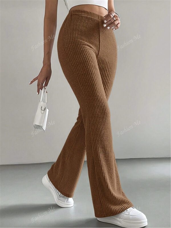 Leggings casual en tricot de couleur unie simple – Image 2