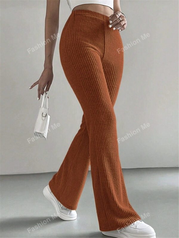 Leggings casual en tricot de couleur unie simple – Image 3
