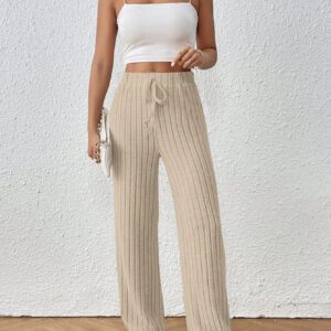 SHEIN Frenchy Pantalon Unicolore À Nœud Côtelé