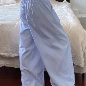 DAZY Pantalon large à cordon de serrage à taille élastique pour femmes, décontracté avec blocs de couleur