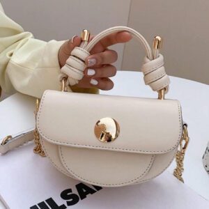 Mini sac selle à rabat avec chaîne, sac tendance casual business pour femme, parfait pour le bureau, les affaires et le travail