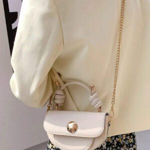 Mini sac selle à rabat avec chaîne, sac tendance casual business pour femme, parfait pour le bureau, les affaires et le travail