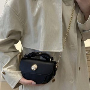 Sac à rabat mini avec chaîne, sac décontracté tendance pour femmes, parfait pour le bureau, les affaires et le travail