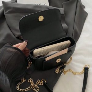 Sac à rabat mini avec chaîne, sac décontracté tendance pour femmes, parfait pour le bureau, les affaires et le travail