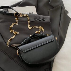 Sac à rabat mini avec chaîne, sac décontracté tendance pour femmes, parfait pour le bureau, les affaires et le travail