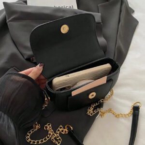 Sac à rabat mini avec chaîne, sac décontracté tendance pour femmes, parfait pour le bureau, les affaires et le travail