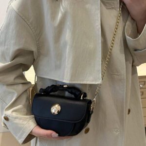 Sac à rabat mini avec chaîne, sac décontracté tendance pour femmes, parfait pour le bureau, les affaires et le travail
