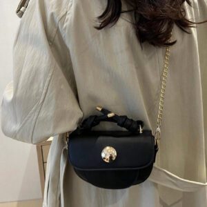 Sac à rabat mini avec chaîne, sac décontracté tendance pour femmes, parfait pour le bureau, les affaires et le travail
