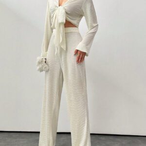 SHEIN TOP BEIGE ET PANTALON ASSORTI DEUX PIÈCES