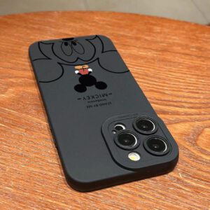 Disney Étui de téléphone anti-chute peint avec silhouette de Mickey Mouse mignon et dessin animé, compatible avec les téléphones Apple