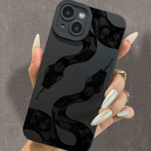 1 pièce Étui de téléphone protecteur doux avec imprimé python noir et peinture colorée, antichoc, compatible avec les téléphones iPhone et Samsung pour le style grunge, cadeau pour petit ami