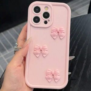 Étui de téléphone en bambou rose avec accessoire de papillon mignon, compatible avec iPhone 16 Pro Max/16 Pro/16/16 Plus/15 Pro Max/15 Pro/15/15 Plus/14 Pro Max/14 Pro/14/14 Plus/13 Pro Max/13/13 Pro/12/11/XR/SE2022