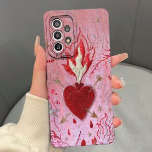 1 pièce Coque de téléphone TPU mate avec design de cœur enflammé, compatible avec les séries Apple iPhone 7/7P/X/XS/XR/XSMAX/11/12/13/14/15/16, A05/A05S/A52/A53/A13/A14/A04S/A35, S22U/S23U/S24U, Redmi Note, OPPO A/Reno, INFINIX