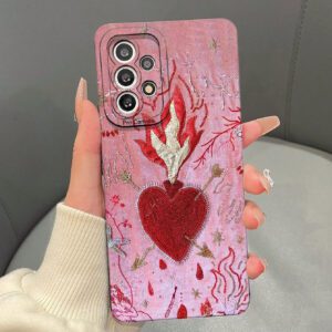 1 pièce Coque de téléphone TPU mate avec design de cœur enflammé, compatible avec les séries Apple iPhone 7/7P/X/XS/XR/XSMAX/11/12/13/14/15/16, A05/A05S/A52/A53/A13/A14/A04S/A35, S22U/S23U/S24U, Redmi Note, OPPO A/Reno, INFINIX