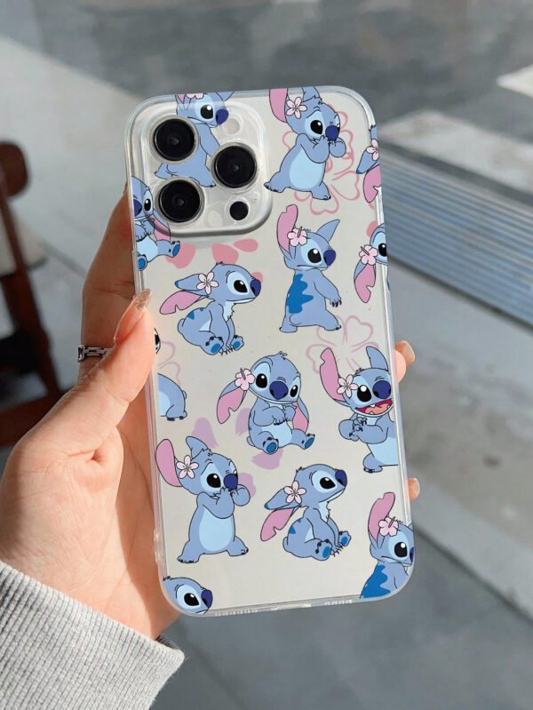 Disney Étui de téléphone transparent en TPU avec motif Stitch rigolo, compatible avec les téléphones Apple