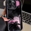1 pièce Coque de téléphone personnalisée à conception simple de palmier, épaissie et antichoc, compatible avec les séries iPhone 11/12/13/14/11pro/12pro/13pro/14pro/Xr/15/15pro/15promax, Samsung