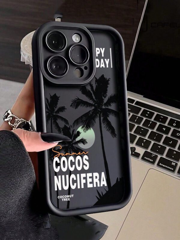 1 pièce Coque de téléphone personnalisée à conception simple de palmier, épaissie et antichoc, compatible avec les séries iPhone 11/12/13/14/11pro/12pro/13pro/14pro/Xr/15/15pro/15promax, Samsung – Image 2